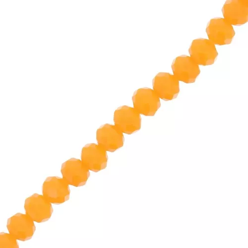 Fire Polished faceted flat round 8x6mm Orange clair x40cm