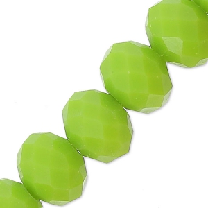 Fire Polished faceted flat round 8x6mm Olivine Opaque x40cm