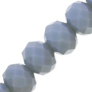 Fire Polished faceted flat round 8x6mm Blue grey Opaque x40cm|raw }}