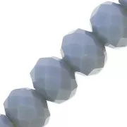 Grey Blue - Fire Polished faceted flat round 8x6mm Blue grey Opaque x40cm Fire Polished faceted flat round 8x6mm Blue grey Opaque x40cm