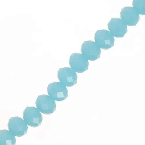 Fire Polished faceted flat round 8x6mm Aquamarine Opaque x40cm