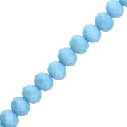 Faceted rondelle beads - flattened round - 8x6 mm Opaque Blue x41 cm