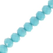 Fire Polished faceted flat round 8x6mm  Turquoise Opaque x41cm