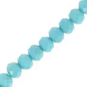 Fire Polished faceted flat round 8x6mm Turquoise Opaque x41cm