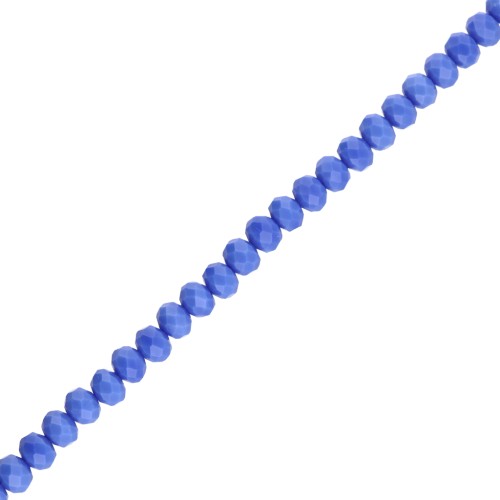 Round faceted beads - round flattened - 8x6mm - Light Cobalt Opaque x40cm