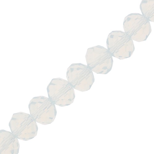 Fire Polished faceted flat round 8x6mm White Opal x40cm