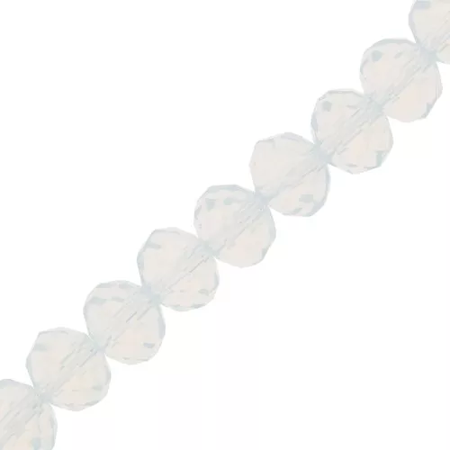 Fire Polished faceted flat round 8x6mm White Opal x40cm