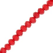 Fire Polished faceted flat round 8x6mm Light Siam x40cm|raw }}