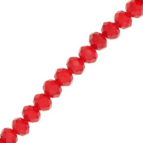 Fire Polished faceted flat round 8x6mm Light Siam x40cm