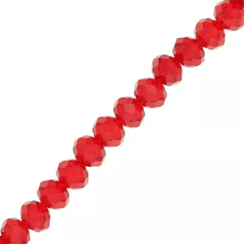 Fire Polished faceted flat round 8x6mm Light Siam x40cm