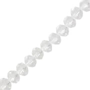 Rondelle beads faceted - round flattened - 8x6 mm Crystal x39cm|raw }}