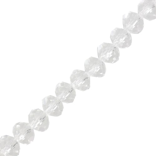 Rondelle beads faceted - round flattened - 8x6 mm Crystal x39cm