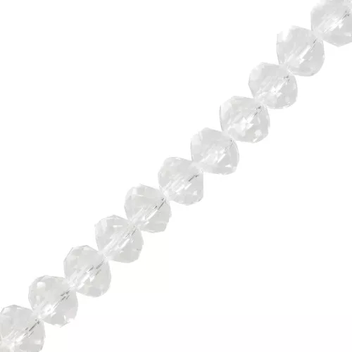 Rondelle beads faceted - round flattened - 8x6 mm Crystal x39cm