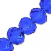 Fire Polished faceted flat round 8x6mm Sapphire x40cm|raw }}