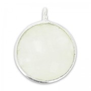Faceted charm 12mm with pendant in 925 sterling silver/Moonstone x1|raw }}