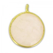 Faceted charm 12mm with pendant in 925 sterling silver Gold plated/Quartz Rose x1|raw }}