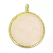 Faceted charm 12mm with pendant in 925 sterling silver Gold plated/Quartz Rose x1