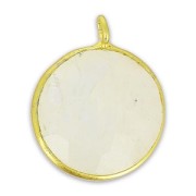 Faceted charm 12mm with pendant in 925 sterling silver Gold Plated/Moonstone x1|raw }}