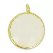 Faceted charm 12mm with pendant in 925 sterling silver Gold Plated/Moonstone x1