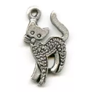 Cat charms 15mm Old silver tone x4