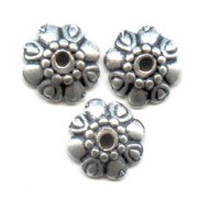 bead cap 9mm old silver tone x8