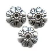 bead cap 9mm old silver tone x8