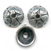 Beads caps 10 mm petal pattern - antique silver x6|raw }}