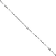 2 mm oval chain with 4 mm round beads - Stainless steel, 99 cm