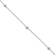 2 mm oval chain with 4 mm round beads - Stainless steel, 99 cm
