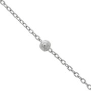 2 mm oval chain with 4 mm round beads - Stainless steel, 99 cm