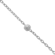 2 mm oval chain with 4 mm round beads - Stainless steel, 99 cm