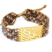 Spacer hammered 6 rows 30x20 mm Satined silver tone x1