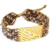 Spacer hammered 6 rows 30x20 mm Satined silver tone x1