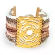 Spacer hammered 11 rows 42x30 mm Satined fine Gold plated x1