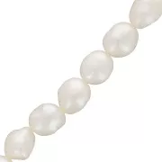 Irregular coloured olives 9x8mm Pearl White x6