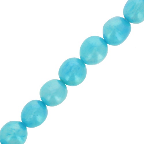 Irregular freshwater coloured pearls 9x8mm Turquoise x6
