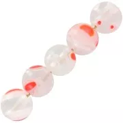 Millefiori rounds 6mm Crystal Red flowers x15