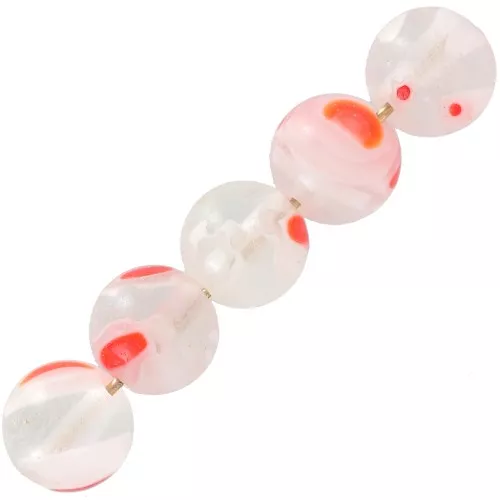 Millefiori rounds 6mm Crystal Red flowers x15