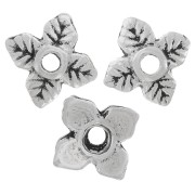 Flower spacers  6 mm antic silver tone x10