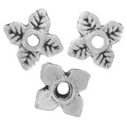 Flower spacers  6 mm antic silver tone x10