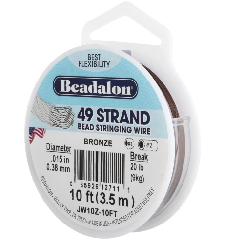 Beading wire 49 strands 0.38mm Bronze x3m