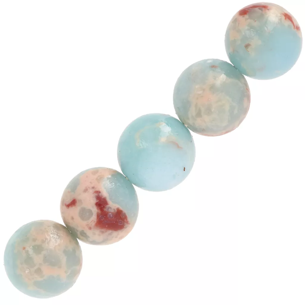 Perles En Jaspe Sédimentaire Aqua Terra - 65 Pièces Env. 6mm - Fil De 39cm