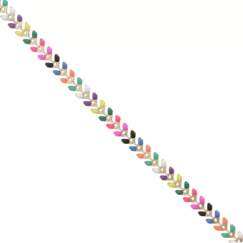 Epoxy resin herringbone chain 6.3 mm Neon Multicolor gold x 20cm
