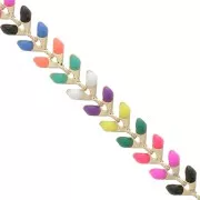 Epoxy resin herringbone chain 6.3 mm Neon Multicolor gold x 20cm