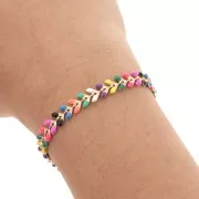 Epoxy resin herringbone chain 6.3 mm Neon Multicolor gold x 20cm