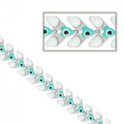 Herringbone chain with epoxy resin eye 6.3 mm White/Mint silver x 20cm|raw }}