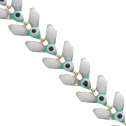 Herringbone chain with epoxy resin eye 6.3 mm White/Mint gold x 20cm