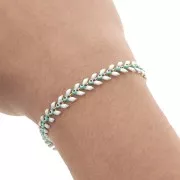 Herringbone chain with epoxy resin eye 6.3 mm White/Mint gold x 20cm