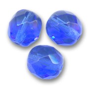 Fire Polished faceted round beads 10mm Sapphire  x10