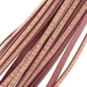 Leather lace La vie est belle 5 mm Rose x30cm